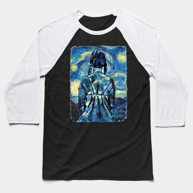 Girl Van Gogh Style Baseball T-Shirt by todos